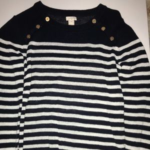 Navy blue and whit J. crew sweater.